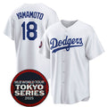 Rebec Los Angeles Dodgers #18 Yoshinobu Yamamoto White  2025 World Tour Tokyo Series Home Stitched Jersey