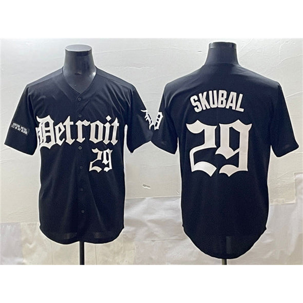 Rebec Detroit Tigers #29 Tarik Skubal Black  'Motor Gothic Edition' Vapor Premier Limited Stitched Jersey