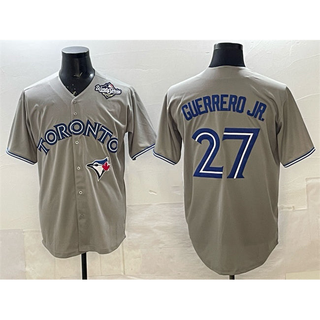 Rebec Toronto Blue Jays #27 Vladimir Guerrero Jr. Gray  2025 World Series Cool Base Stitched Jersey