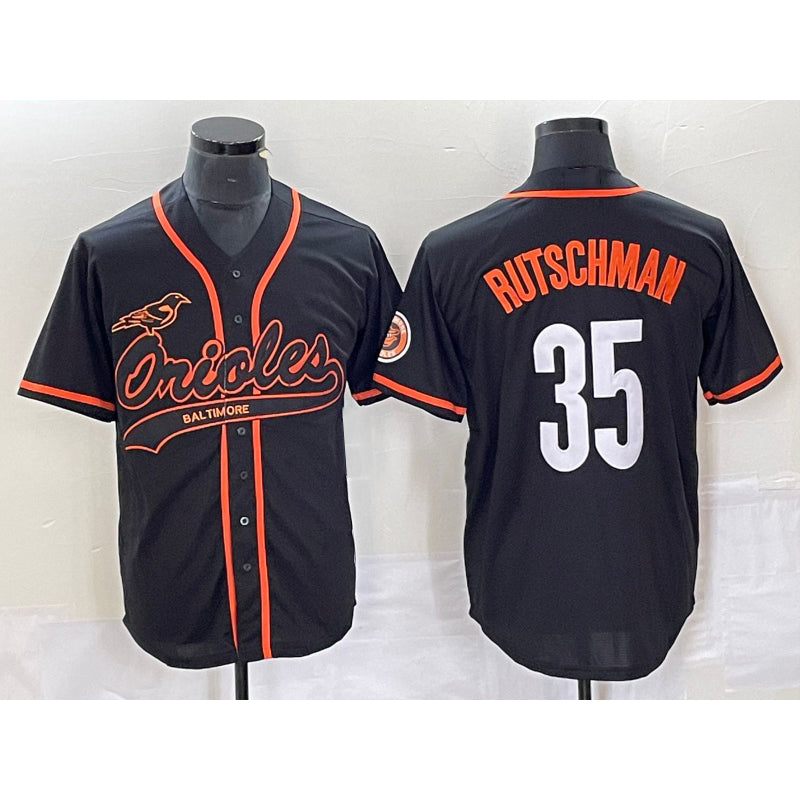 Rebec Baltimore Orioles #35 Adley Rutschman Black  Cool Base Stitched Jersey