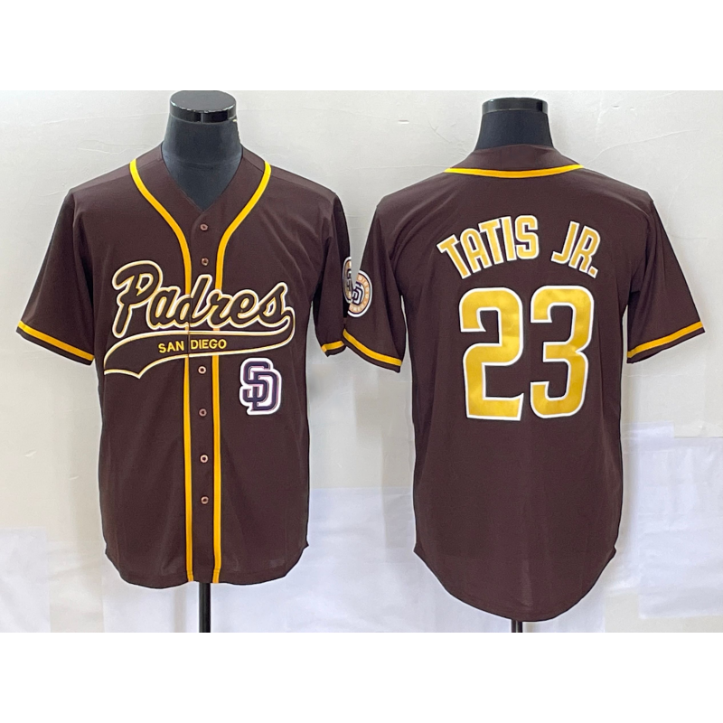 Rebec San Diego Padres #23 Fernando Tatis Jr Brown  NEW 2023 Cool Base Stitched Jersey 2
