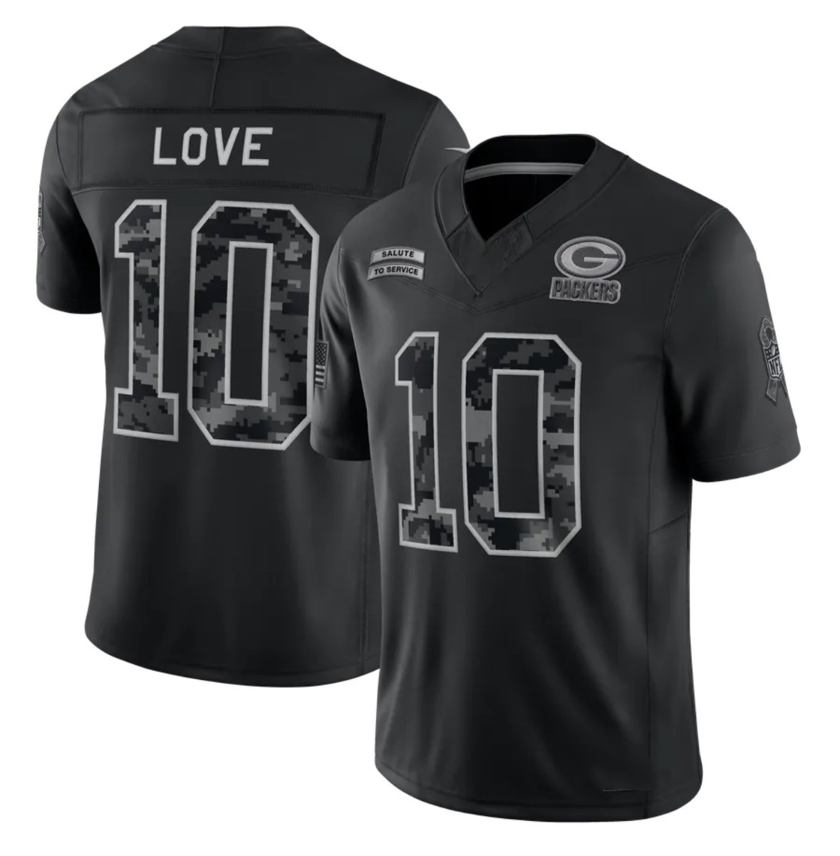 Rebec  GB.Packers #10 Jordan Love  Black 2026 Salute to Service Stitched Limited Jersey