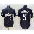 Rebec Los Angeles Dodgers #5 Freddie Freeman Black  2025 LA Gothic Style With 2024 World Series Champions Patch Vapor Premier Limited Stitched Jersey