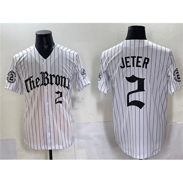 Rebec New York Yankees #2 Derek Jeter White  Pinstripe 'Gothic Legacy Edition' Vapor Premier Limited Stitched Jersey