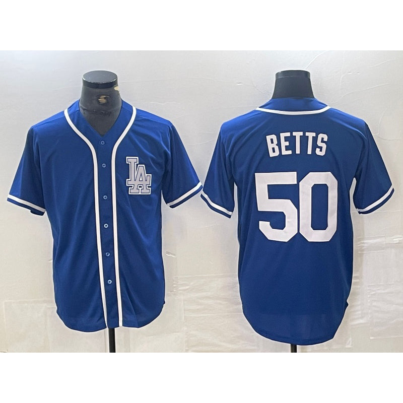 Rebec Los Angeles Dodgers #50 Mookie Betts Blue  Cool Base Stitched Jersey