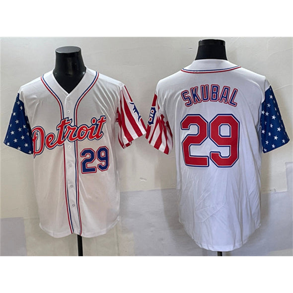 Rebec Detroit Tigers #29 Tarik Skubal White  2025 Memorial Day Vapor Premier Limited Stitched Jersey