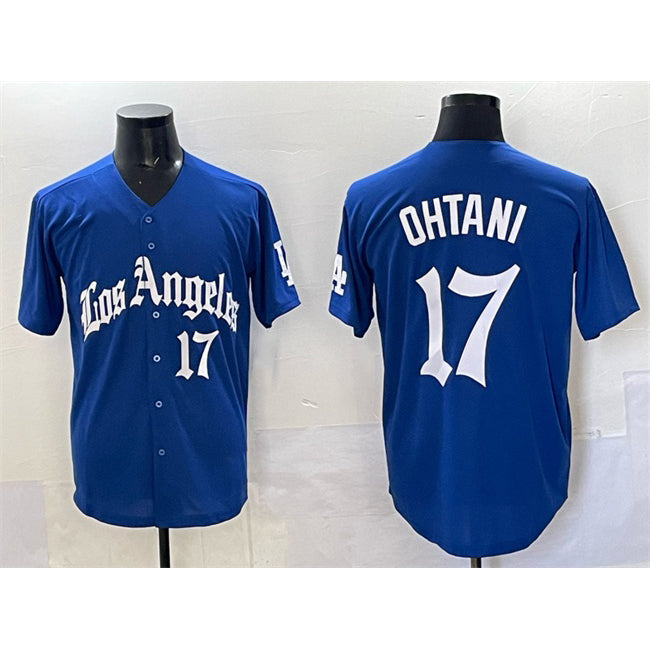 Rebec Los Angeles Dodgers #17 Shohei Ohtani Blue  2025 LA Gothic Style With Fernando Patch Vapor Premier Limited Stitched Jersey