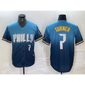 Rebec Philadelphia Phillies #7 Trea Turner Number Blue  2024 City Connect Limited Stitched Jersey 2