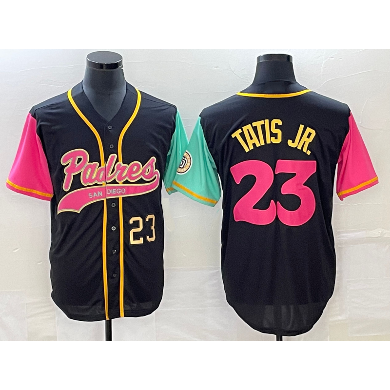 Rebec San Diego Padres #23 Fernando Tatis Jr Number Black  NEW 2023 City Connect Cool Base Stitched Jersey