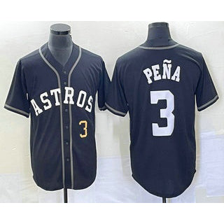 Rebec Houston Astros #3 Jeremy Pena Number Black  Cool Base Stitched Jersey