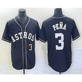Rebec Houston Astros #3 Jeremy Pena Number Black  Cool Base Stitched Jersey