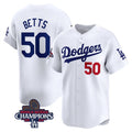 Rebec Los Angeles Dodgers #50 Mookie Betts White  2024 World Series Champions Home Limited Stitched Jersey