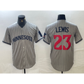 Rebec Minnesota Twins #23 Royce Lewis 2023 Grey  Home Team Cool Base Stitched Jersey