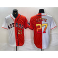 Rebec Houston Astros #27 Jose Altuve Number White Orange  Split Stitched Jersey