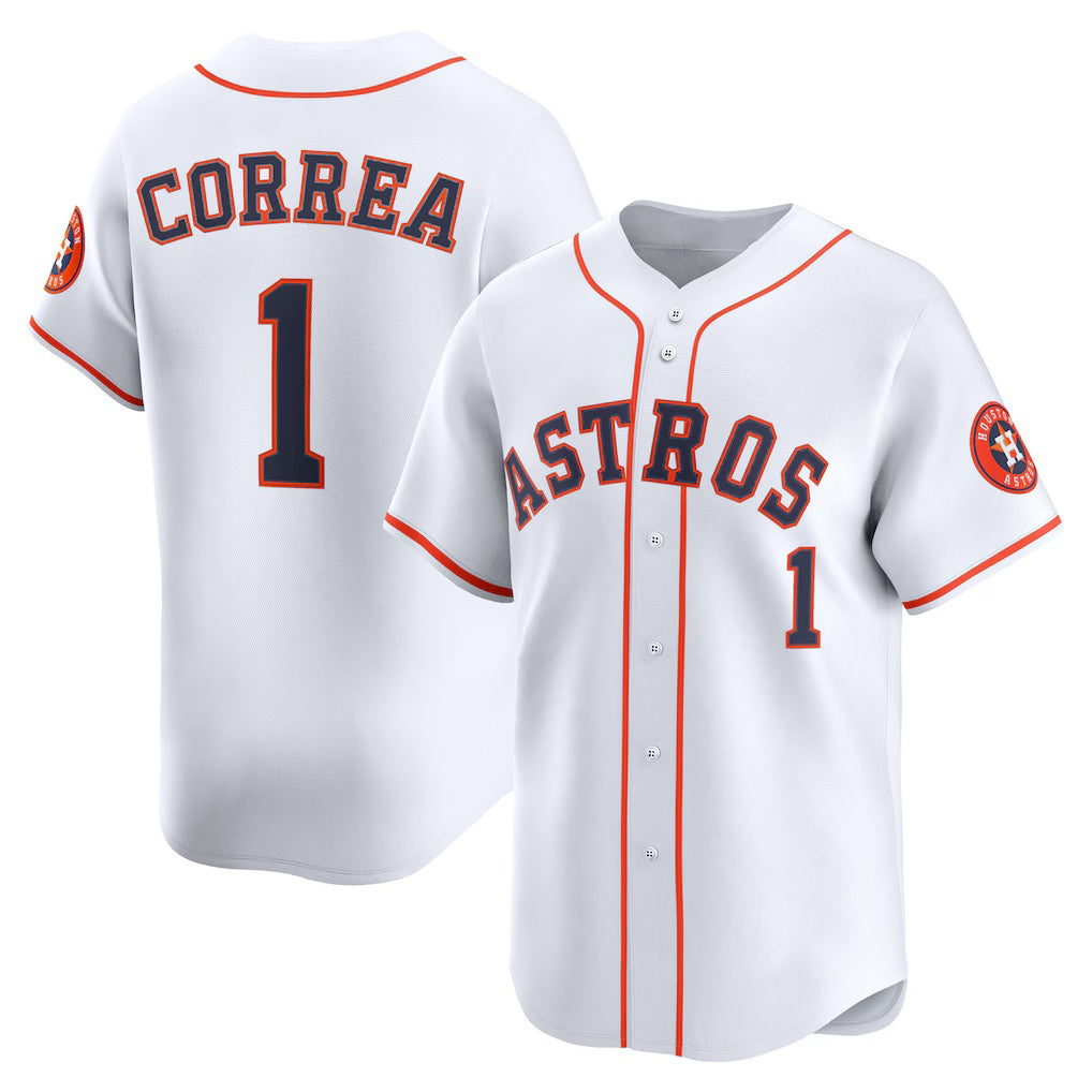 Rebec Houston Astros #1 Carlos Correa White  Home Limited Player Jersey
