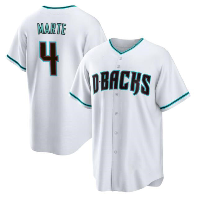 Rebec Arizona Diamondbacks #4 Ketel Marte White  Cool Base Stitched Jersey