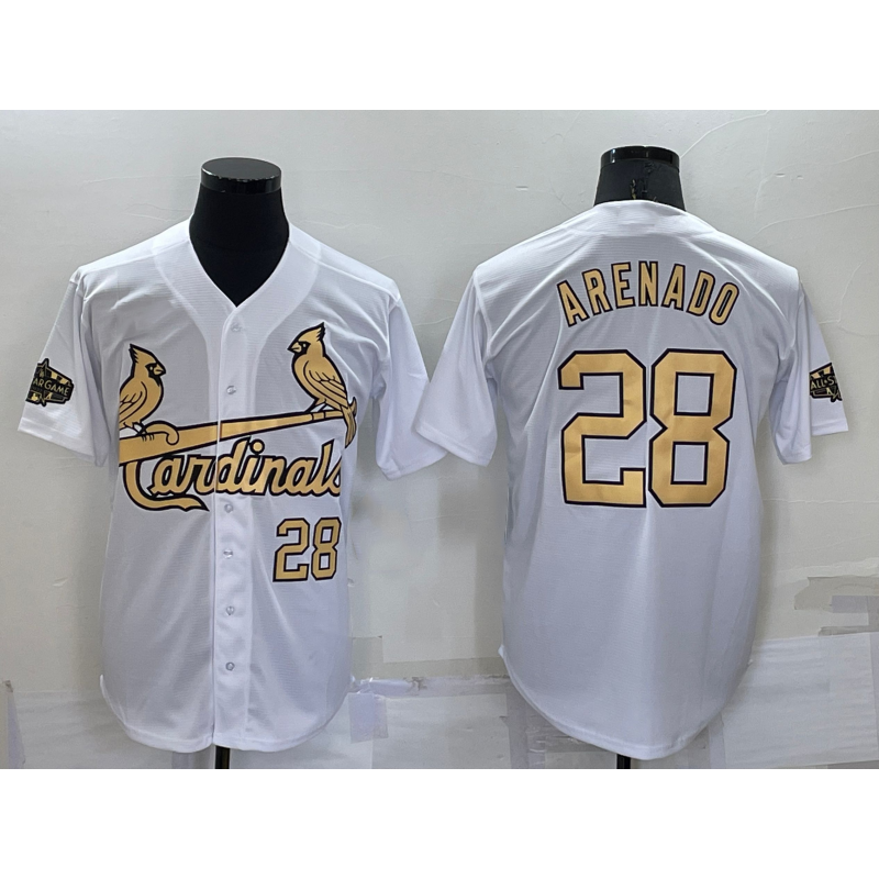 Rebec St. Louis Cardinals #28 Nolan Arenado Number White  2022 All Star Stitched Cool Base Jersey