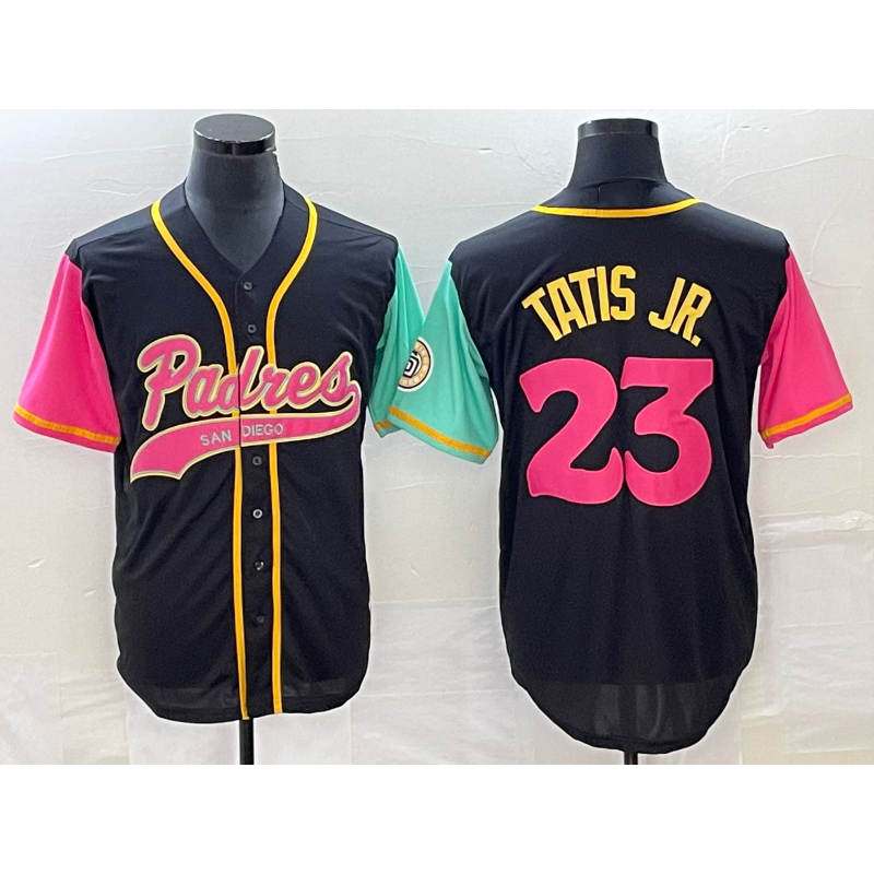 Rebec San Diego Padres #23 Fernando Tatis Jr Black  NEW 2023 City Connect Cool Base Stitched Jersey 2