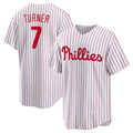 Rebec Philadelphia Phillies #7 Trea Turner White  Home Replica Player Jersey