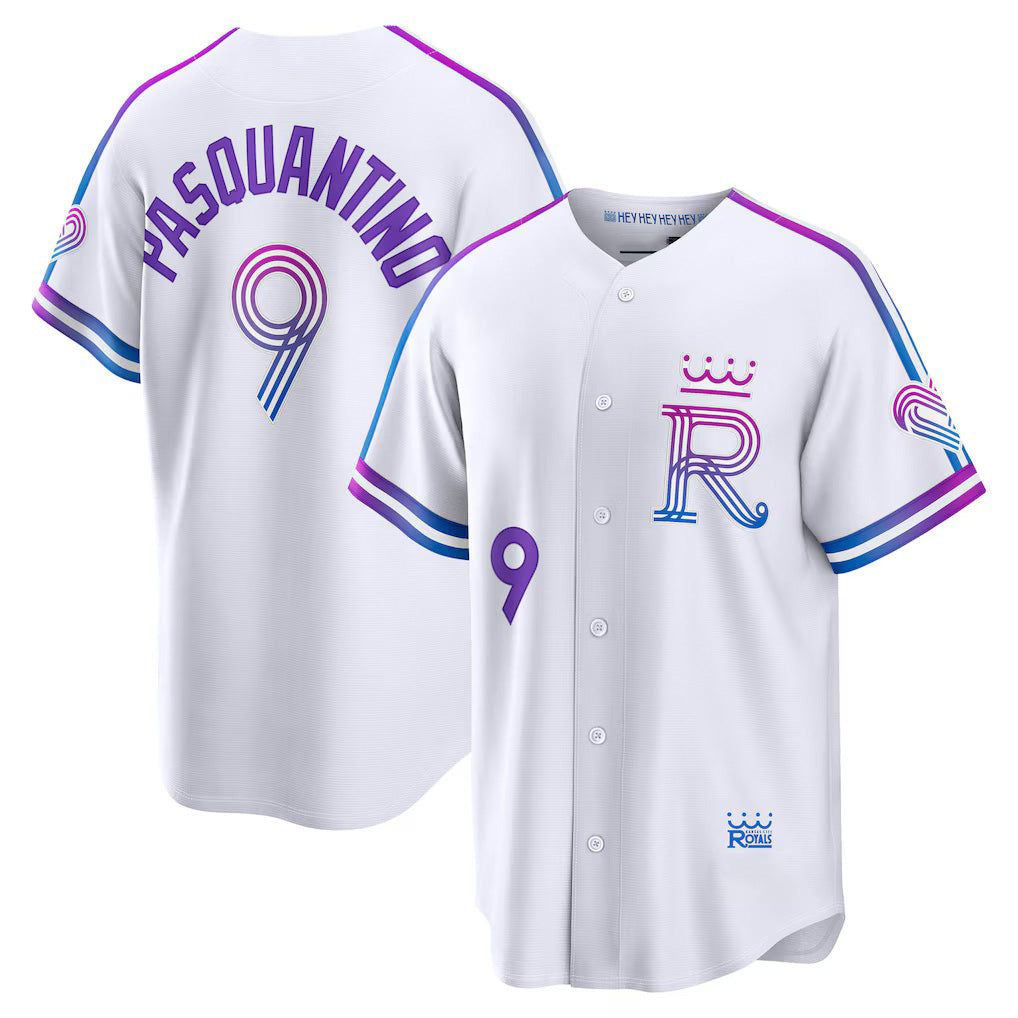Rebec Kansas City Royals #9 Vinnie Pasquantino White  2026 City Connect Stadium Jersey