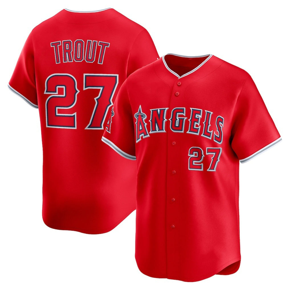 Rebec Los Angeles Angels #27 Mike Trout Red  Alternate Limited Player Jersey