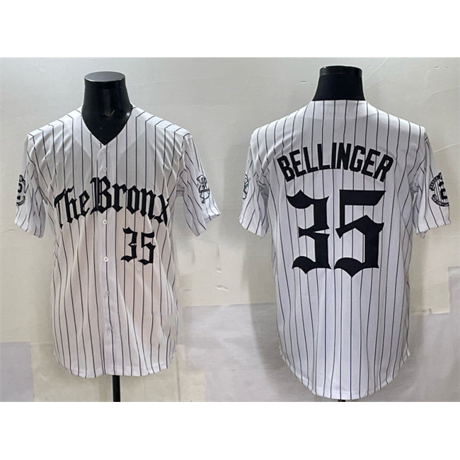 Rebec New York Yankees #35 Cody Bellinger White  Pinstripe 'Gothic Legacy Edition' Vapor Premier Limited Stitched Jersey