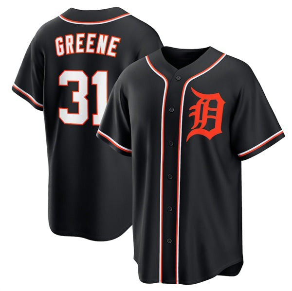 Rebec Detroit Tigers #31 Riley Greene Black  Out Stitched Jersey