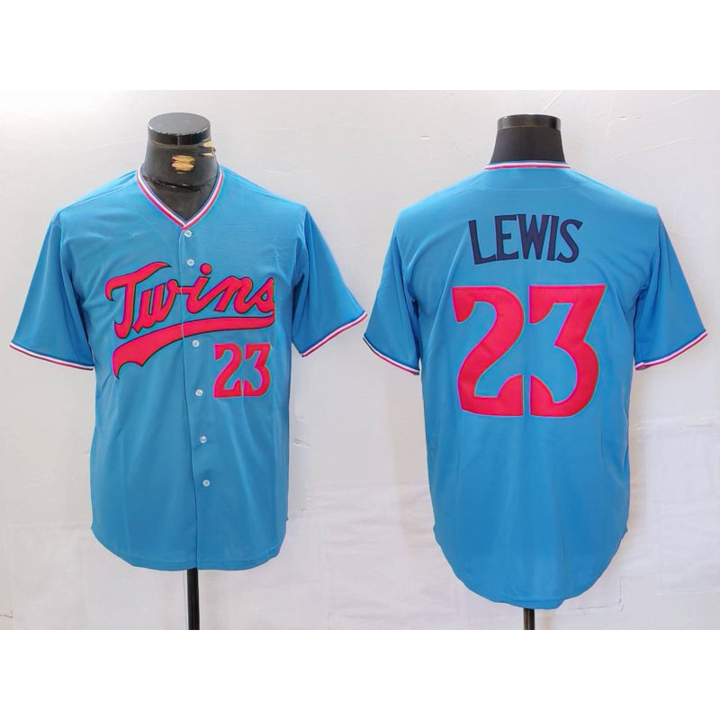 Rebec Minnesota Twins #23 Royce Lewis Blue  Cool Base Stitched Jersey