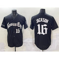Rebec Kansas City Royals #16 Bo Jackson Black  'Gothic Crown Edition' Vapor Premier Limited Stitched Jersey