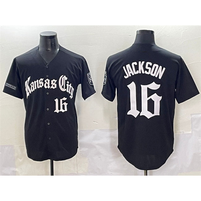 Rebec Kansas City Royals #16 Bo Jackson Black  'Gothic Crown Edition' Vapor Premier Limited Stitched Jersey