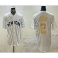 Rebec New York Yankees #2 Derek Jeter White  Pinstripe Name Fashion Cool Base Jersey