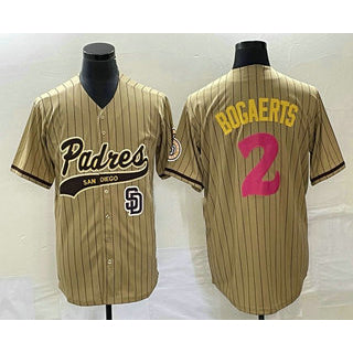 Rebec San Diego Padres #2 Xander Bogaerts Tan  Pinstripe 2023 City Connect Cool Base Stitched Jersey 2