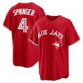 Rebec Toronto Blue Jays #4 George Springer Red  Canada Day Replica Jersey