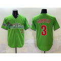 Rebec Philadelphia Phillies #3 Bryce Harper Light Green  Phanatic With 2024 Division Champions Patch Limited Stitched Jersey