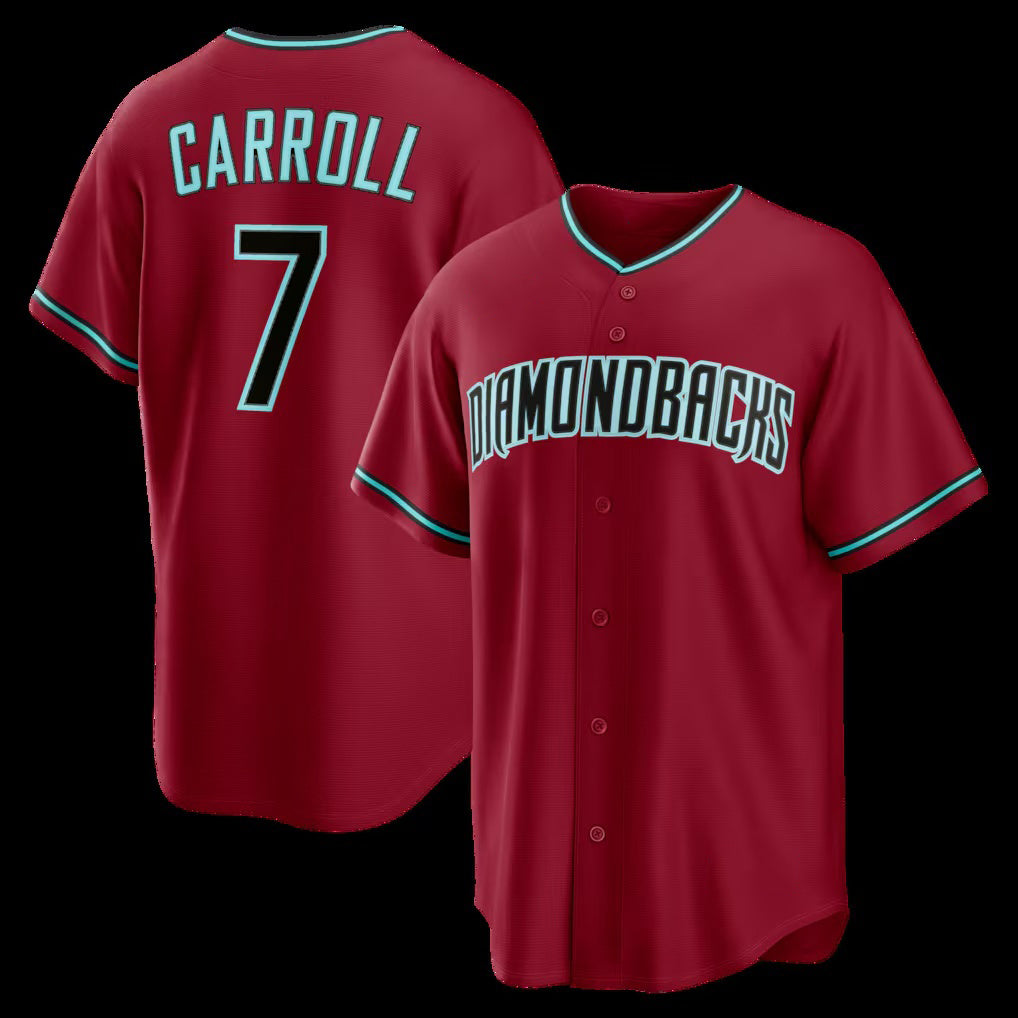 Rebec Arizona Diamondbacks #7 Corbin Carroll Crimson  Alternate 2 Replica Jersey