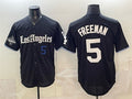 Rebec Los Angeles Dodgers #5 Freddie Freeman Black  2025 World Series Champions Patch 'Gothic Edition' Vapor Premier Limited Stitched Jersey
