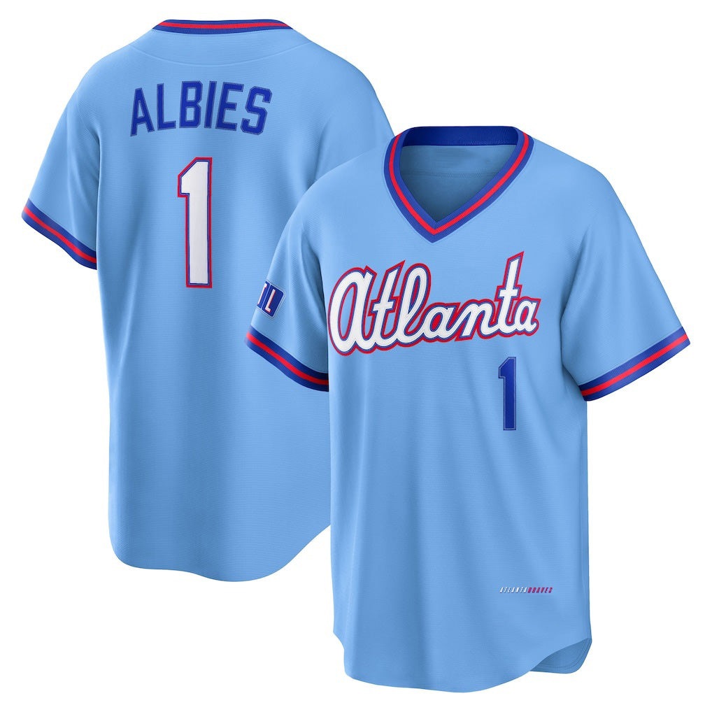 Rebec Atlanta Braves #1 Ozzie Albies Powder Blue  2026 City Connect Stadium Jersey