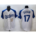 Rebec Los Angeles Dodgers #17 Shohei Ohtani Number White Blue  Fashion Stitched Cool Base Limited Jersey 2