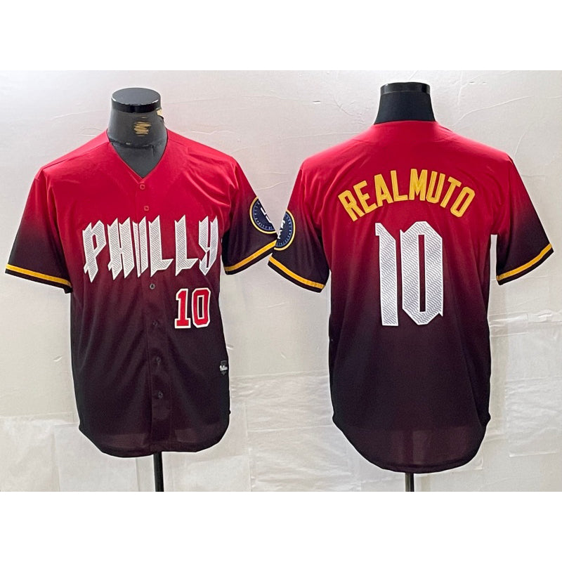 Rebec Philadelphia Phillies #10 JT Realmuto Red  2024 City Player Number Cool Base Jerseys