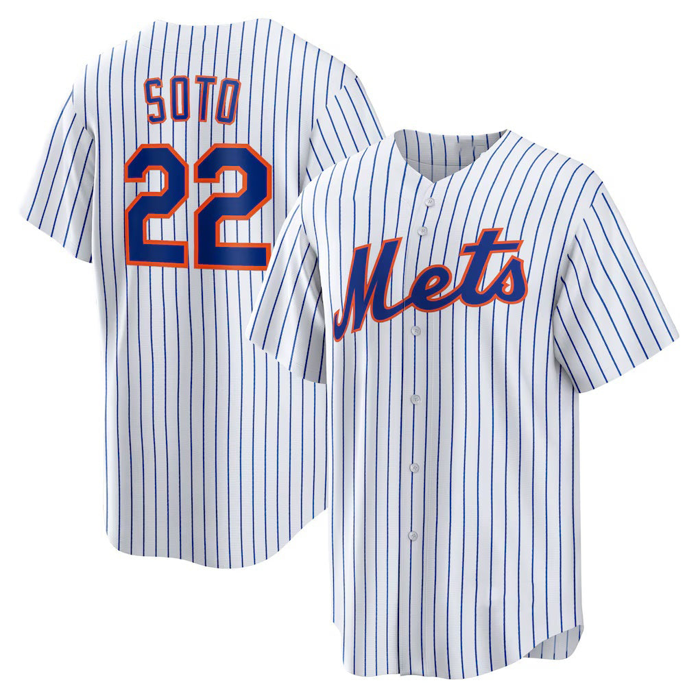 Rebec New York Mets #22 Juan Soto White  Home Replica Player Jersey