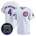 Rebec Chicago Cubs #4 Pete Crow-Armstrong White  Pinstripe 'Ryne Sandberg Tribute' Vapor Limited V2 Stitched Jersey
