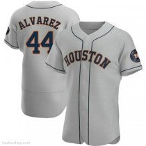 Rebec Houston Astros #44 Yordan Alvarez Authentic Gray  Road Jerseys