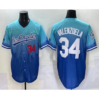 Rebec Los Angeles Dodgers #34 Fernando Valenzuela Blue  2025 City Connect Limited Stitched Jersey
