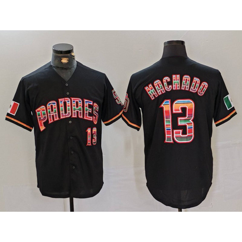 Rebec San Diego Padres #13 Manny Machado Black  Mexico Cool Base Stitched Jersey