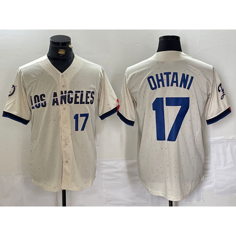 Rebec Los Angeles Dodgers #17 Shohei Ohtani Cream  2024 City Connect Limited Stitched Jersey 2