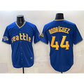 Rebec Seattle Mariners #44 Julio Rodr¨ªguez Royal  With 2025 AL West Division Champions Patch City Connect Limited Stitched Jersey