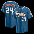 Rebec Milwaukee Brewers #24 William Contreras Mineral Blue  2026 City Connect Stadium Jersey