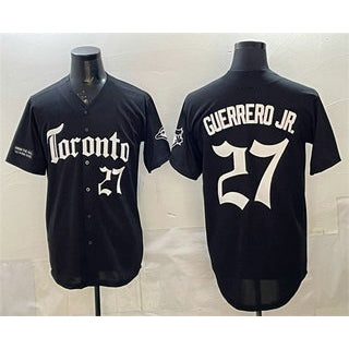 Rebec Toronto Blue Jays #27 Vladimir Guerrero Jr Black  Gothic North Edition Limited Stitched Jersey