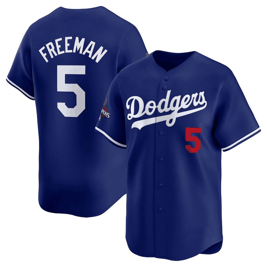 Rebec Los Angeles Dodgers #5 Freddie Freeman Royal  2024 World Series Champions Alternate Limited Stitched Jersey