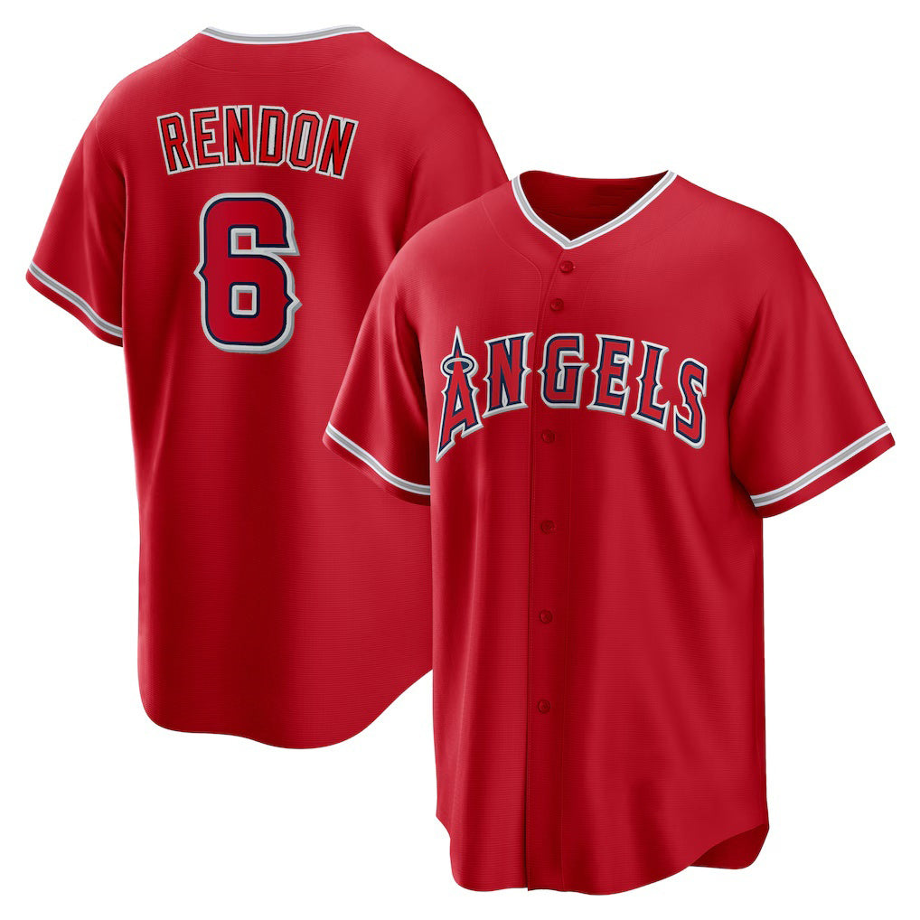 Rebec Los Angeles Angels #6 Anthony Rendon Red  Alternate Replica Player Name Jersey